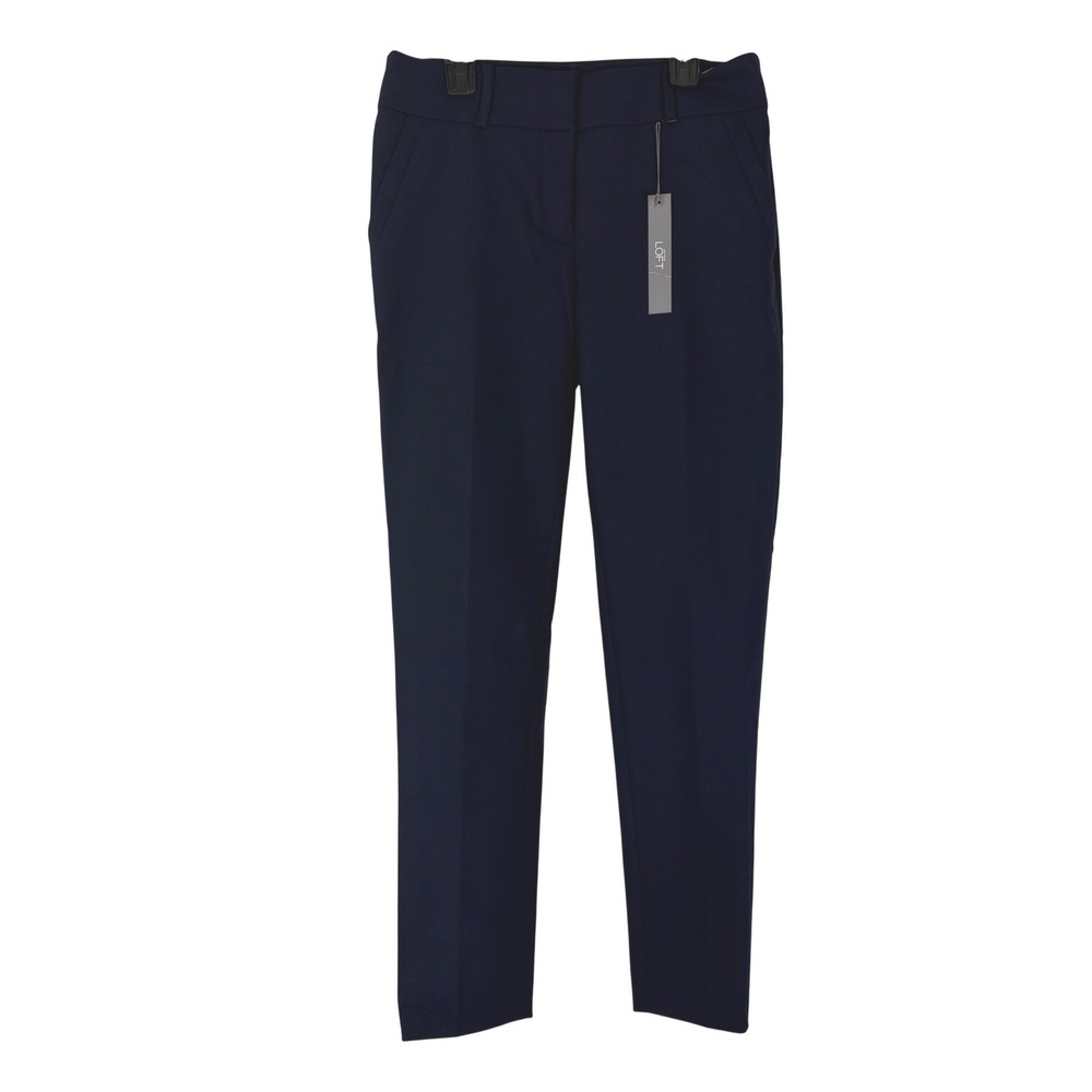 NWT Ann Taylor LOFT Marisa Skinny Ankle Pants Navy Blue Work Professional Size 2